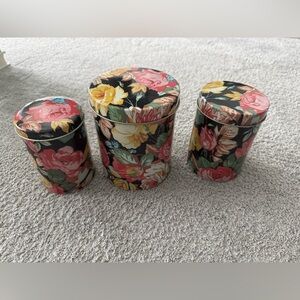 Floral Decorative Storage Canister Set